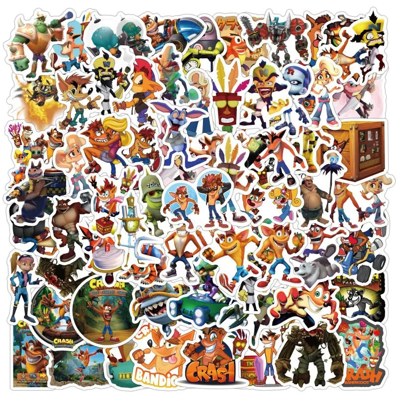 Crash Bandicoot Stickers Pack for Laptop, Phone, Car, Scooter, Suitcase, Water Bottle, Stationery, Fridge (Online Order Only)