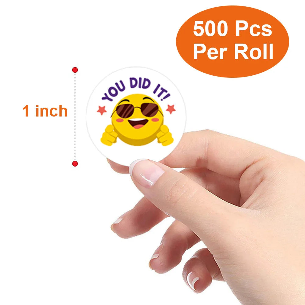 Smile Face Sticker Kids Reward Sticker Yellow Dots Labels Happy Animal  Sticker Kids Toys School Teacher Student Stationery (ONLINE ORDER ONLY)