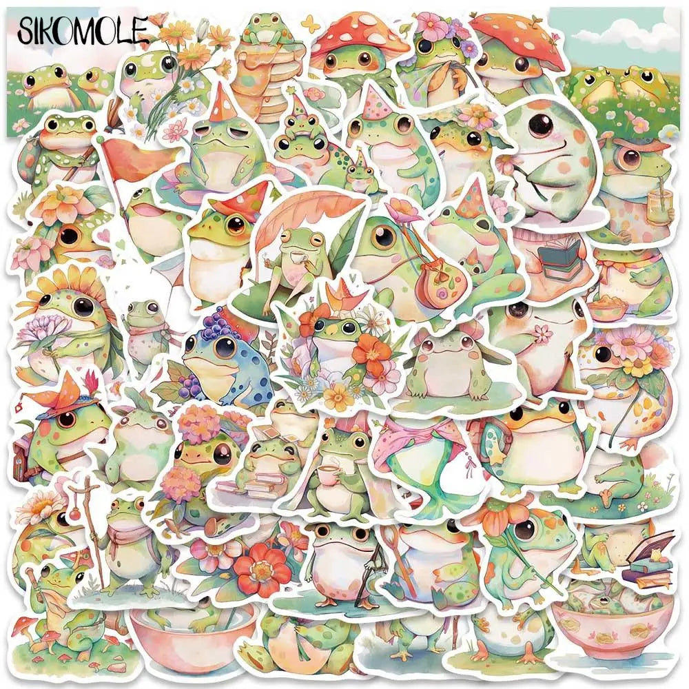 Cartoon Colorful Frog Stickers for Luggage, Guitar, Fridge, Laptop, Kids Decals (ONLINE ORDER ONLY)