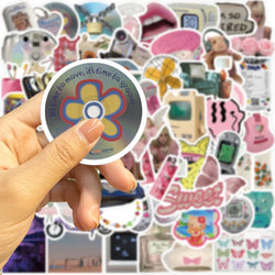 65pcs Retro Millennium Girls Kawaii Stickers Funny Cute Style Decals For Girls Suitcase Phone Guitar Stickers Kids Toys (ONLINE ORDER ONLY)