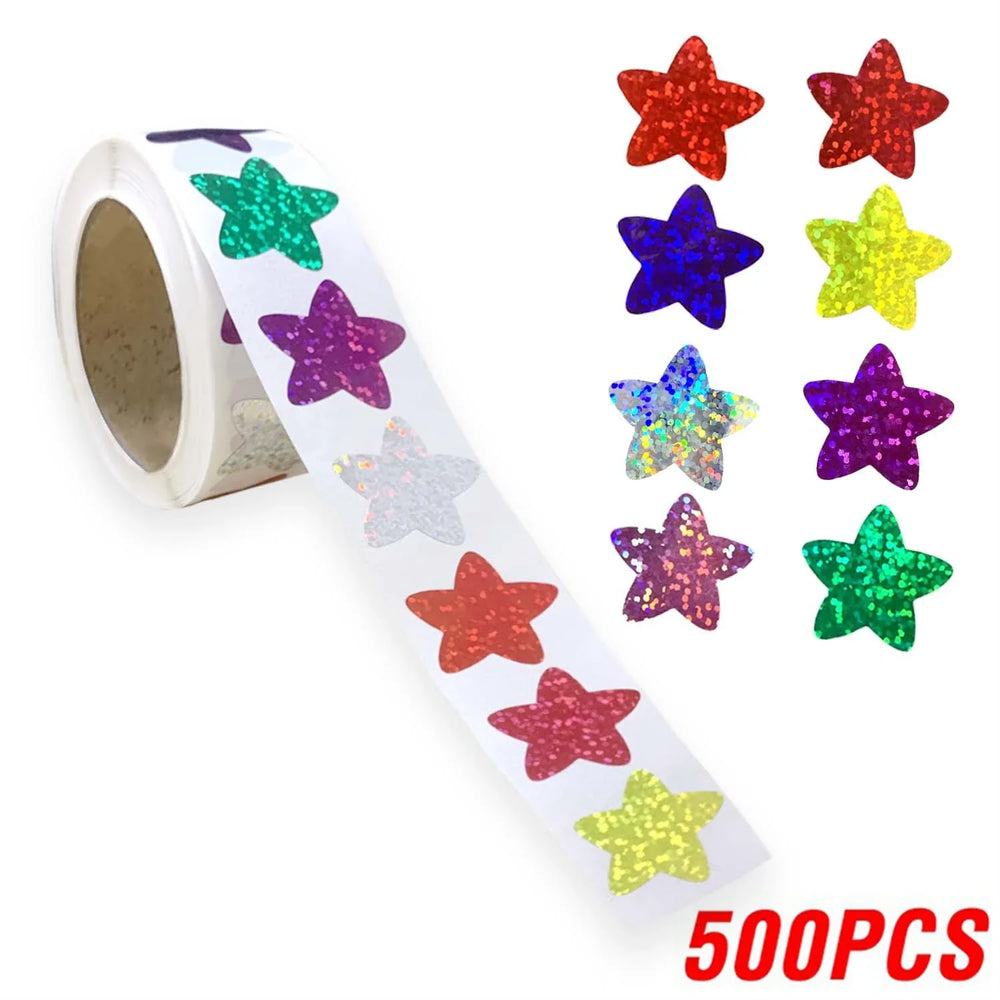 100-500Pcs Holographic Color Gold Star Stickers for Kids Reward Foil Star Stickers Labels for Wall Crafts Classroom Supplies (ONLINE ORDER ONLY)