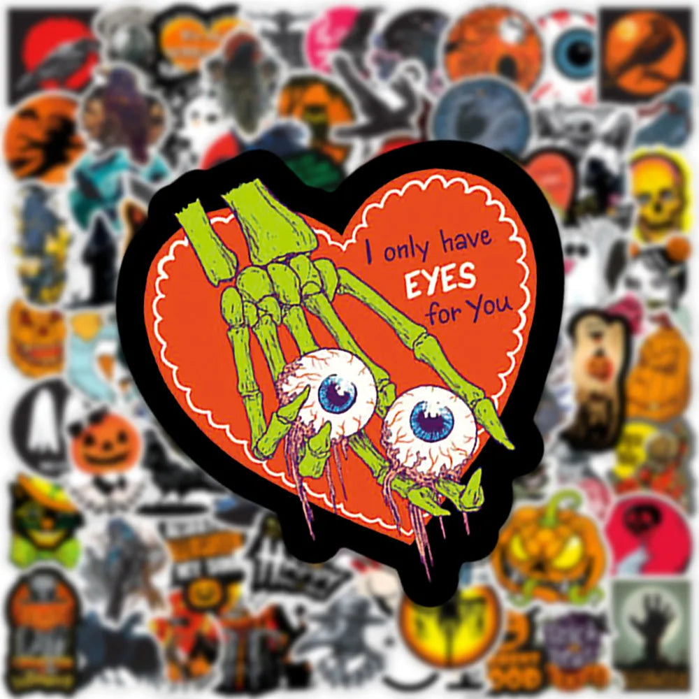 100Pcs Pumpkin head skateboard fashion Hallowmas Stickers For Suitcase Skateboard Laptop Phone Car Styling DIY Decal waterproof (Online Order Only)