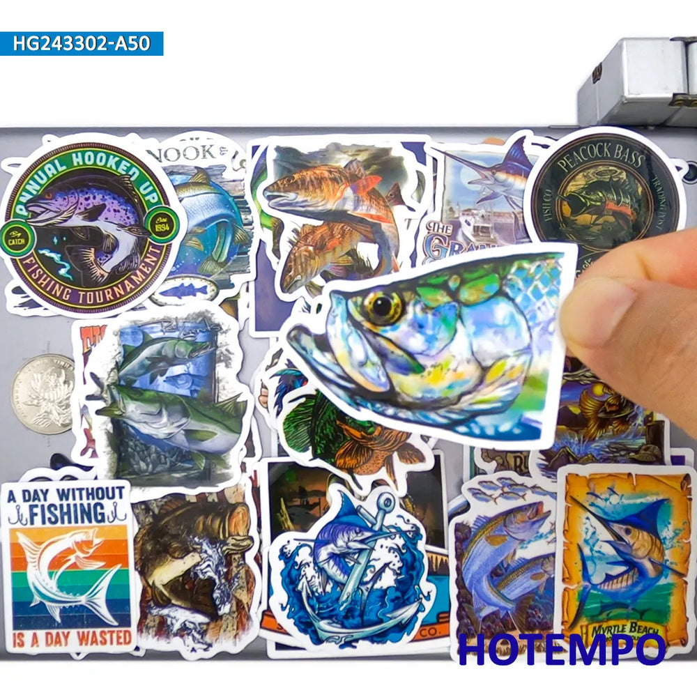 20/30/50Pieces Sea Fishing Stickers Funny Fisherman Style Outdoor Trip for Phone Boat Luggage Bike Car Motorcycle Laptop Sticker (ONLINE ORDER ONLY)