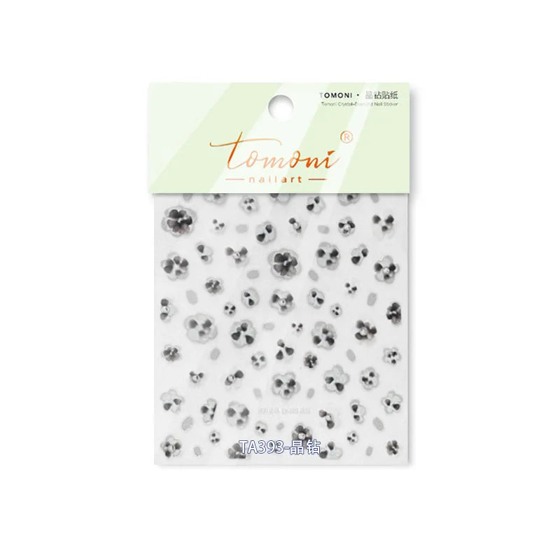 Retro Flowers Petal Pearl Rhinestones Halo Dyeing Chic Daisy Vintage Gold Foil  Floral Designs Nail Art Stickers Manicure Decals (ONLINE ORDER ONLY)