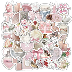 Cute Pink Cartoon Stickers Pack - Aesthetic Decals for Laptop, Notebook, Suitcase (ONLINE ORDER ONLY)
