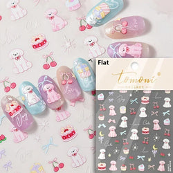 Lovely Dog Puppy Dream Heart Flower Star Pizza Food Sugar Skewers Strawberry Desserts Adhesive Nail Art Stickers Manicure Decals (Online Order Only)