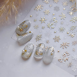 Dressy Embossment Colorful Gradient Snowflakes Laser Silver Christmas Tree Winter Bowknot Santa Nail Art Stickers Manicure Decal (Online Order Only)