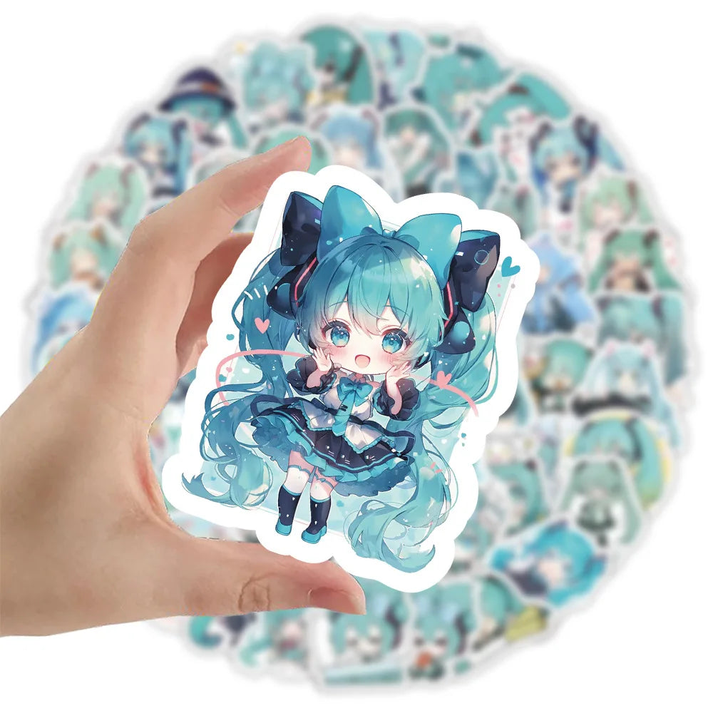10/30/50/100PCS Kawaii Hatsune Miku Stickers Blue Cartoon Sticker Fridge Luggage Laptop Phone Guitar Skateboard Graffiti Decals (ONLINE ORDER ONLY)