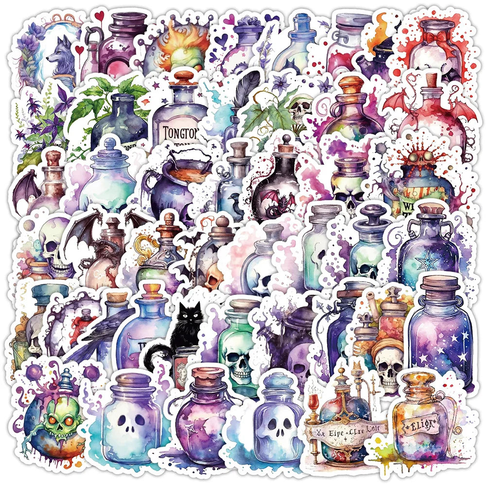 Cartoon Magic Potion Stickers Decals for Laptop Scrapbook Suitcase Fridge Kids Toys (Online Order Only)