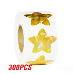 100-500pcs Laser Gold Foil Self-adhesive Star Stickers Reward Chart Decorative Toy Gifts Sticker Labels 1 Inch (ONLINE ORDER ONLY)