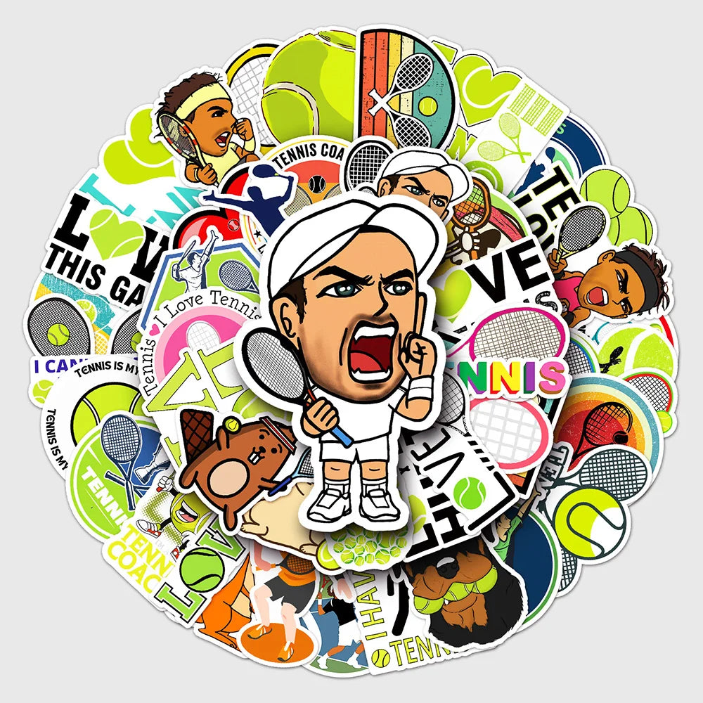 10/30/50PCS Love Tennis Cartoon Sports Sticker Graffiti Travel Luggage Fridge Laptop Waterproof Cool Sticker Decal (ONLINE ORDER ONLY)
