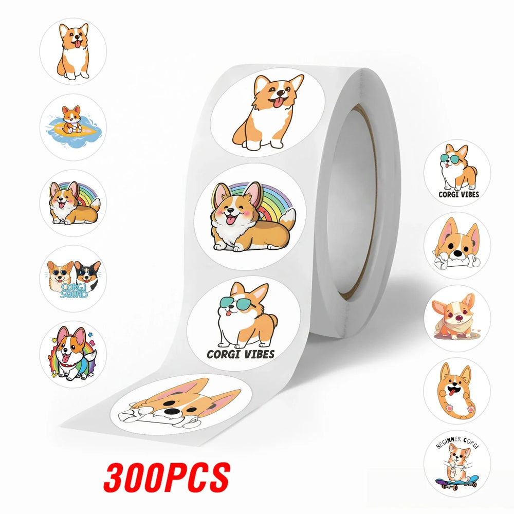 100-500pcs Cute Cartoon Dog Stickers for Kids Children's Packaging Animal Reward Sealing Label DIY Album Stationery Sticker (ONLINE ORDER ONLY)