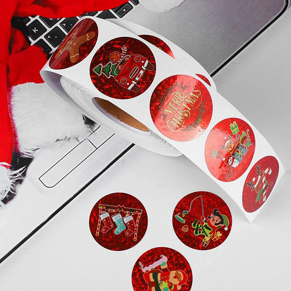 100-500pcs Christmas Gift Box Stickers Package Santa Baking Seal Sticker Handmade Letter Envelope Sealing Labels Decoration (ONLINE ORDER ONLY)