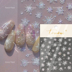 Snowman Tree House Cedar White Pine Forest Warm Winter Cloud Self Adhesive Nail Art Stickers Snowflake Star Snow Manicure Decals (ONLINE ORDER ONLY)