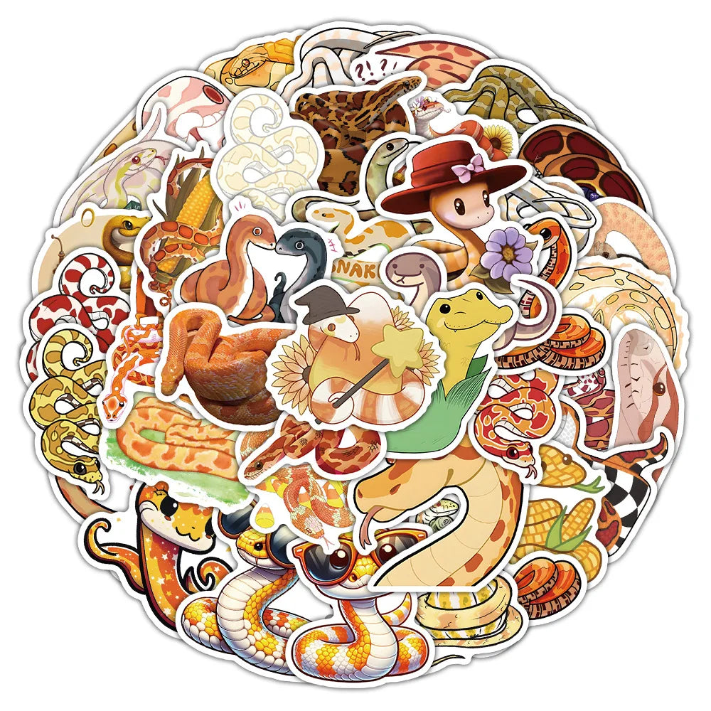 10/30/54PCS Snake Cartoon Stickers Funny Animal Graffiti DIY Toy Luggage Laptop Phone Guitar Bike Skateboard Decals Decoration (Online Order Only)