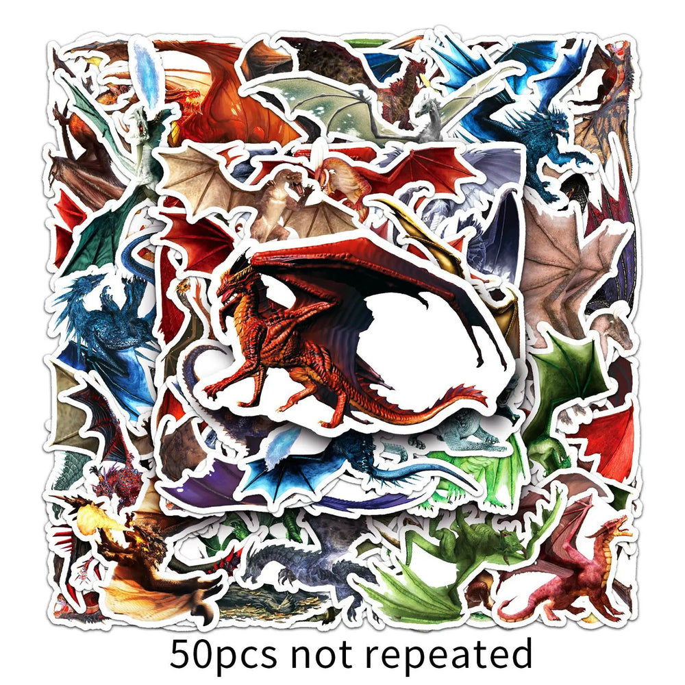 50pcs Cartoon Evil Dragon Graffiti Stickers for Helmet, Wall, DIY Decoration (ONLINE ORDER ONLY)