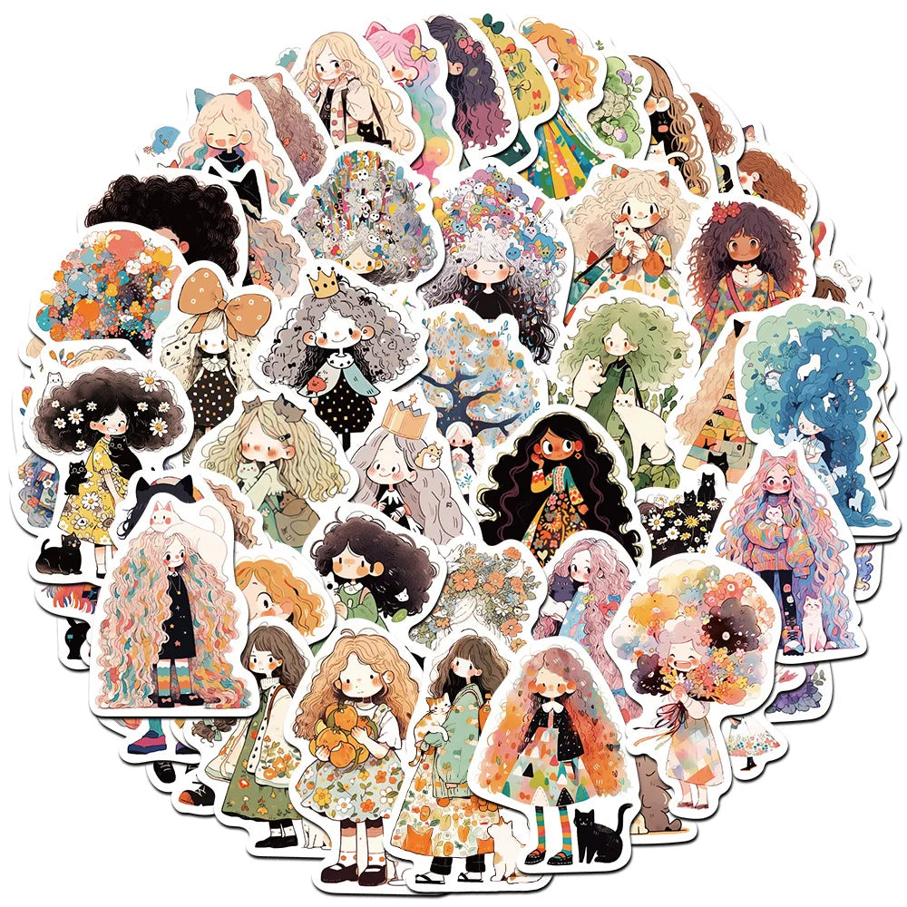 Graffiti Girl Art Stickers for Suitcase, Skateboard, Laptop, Luggage, Phone, Car - 10/30/60pcs (Online Order Only)
