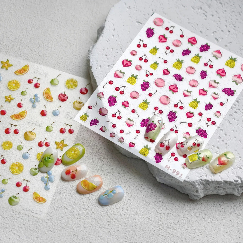 Carambola Grape Honey Peach Cherry Pineapple Pineapple Orange Apple Lemon Bromeliad Fruit Jelly Nail Art Sticker Manicure Decals (ONLINE ORDER ONLY)