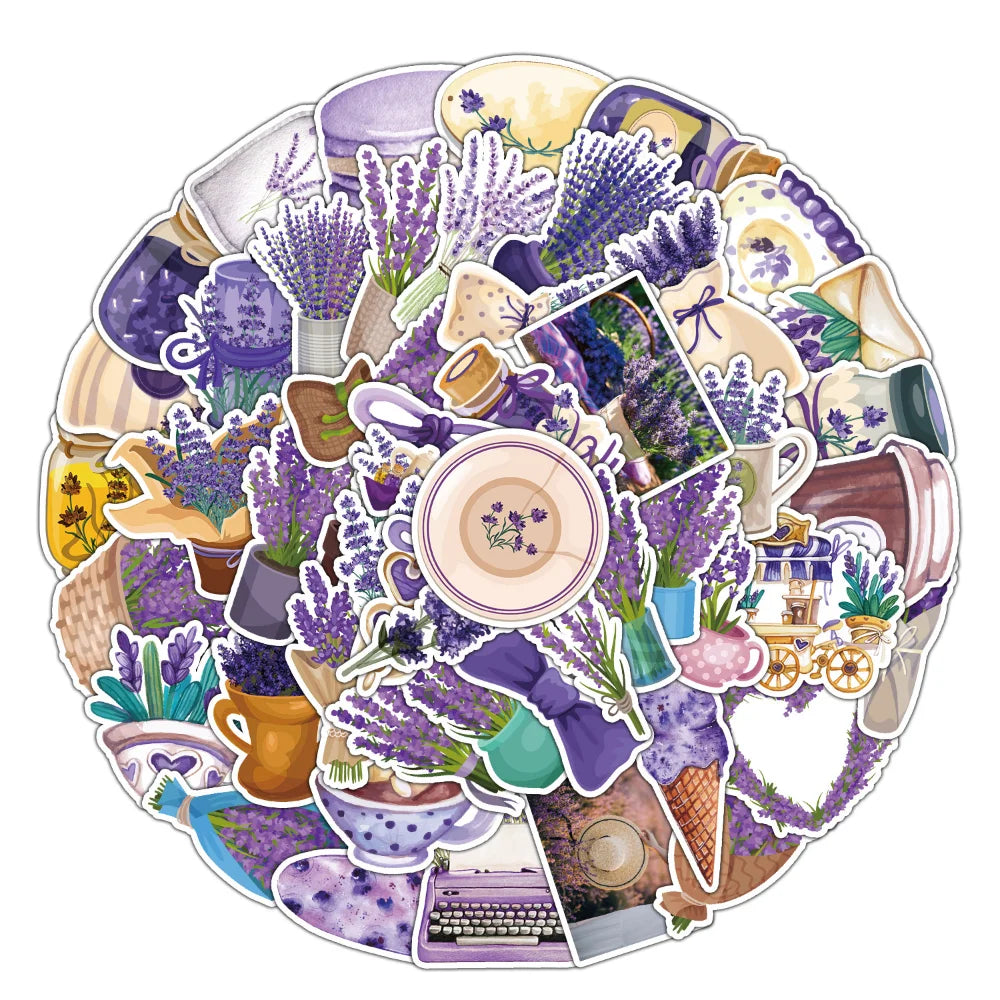 50Pcs Hot Beautiful Lavender Sticker Decoration Stationery Sticker DIY Ablum Diary Scrapbooking Label Sticker 2023 (ONLINE ORDER ONLY)