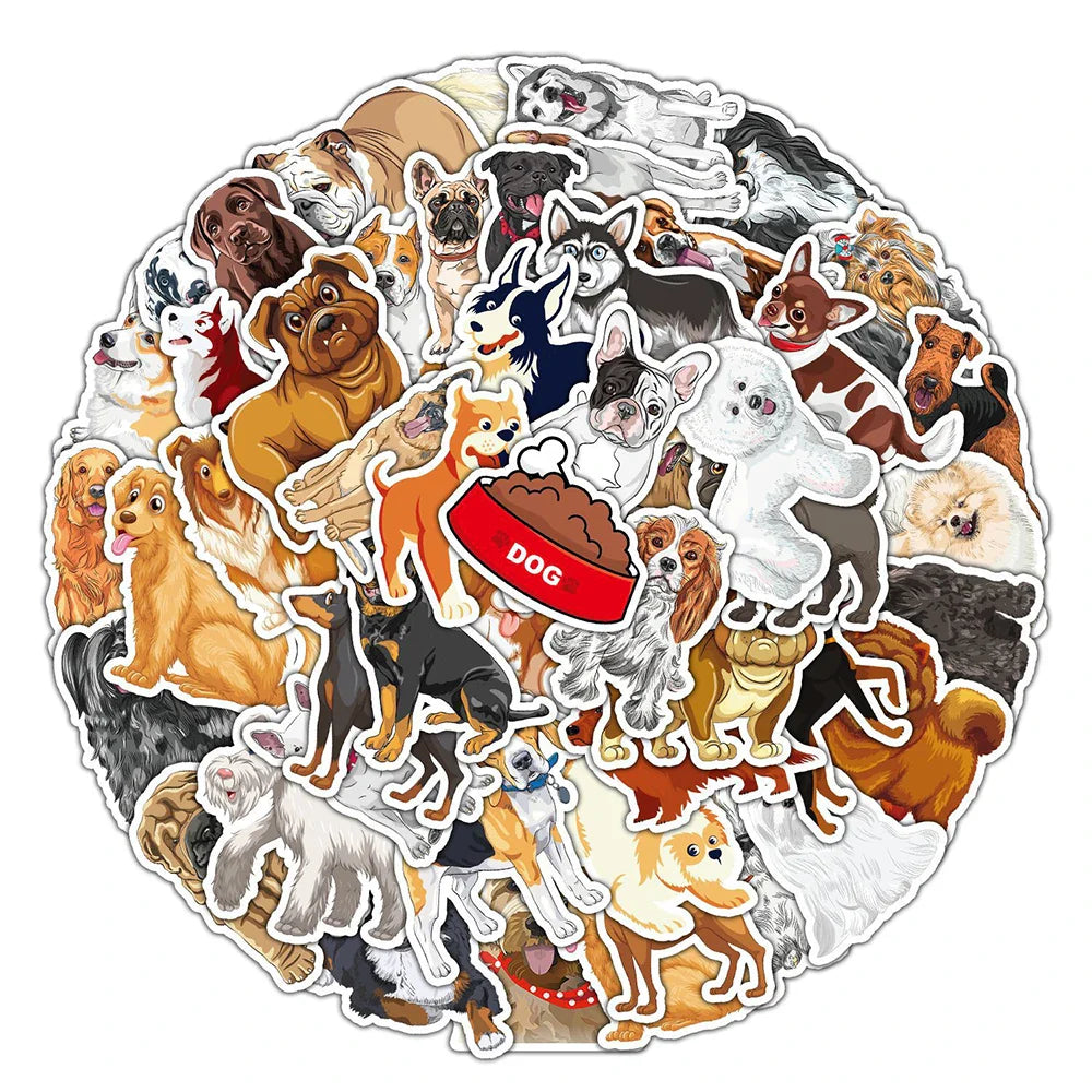 10/30/50PCS Cute Cartoon Anima Dogs Stickers For Kids Waterproof Laptop Fridge Phone Bike Car Notebook Suitcase Wall Decals Toys (Online Order Only)