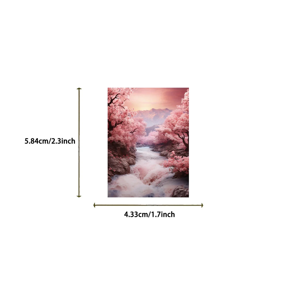 50PCS INS Landscape Pink Painting Stickers Vsco Vinyl Aesthetic Stickers for Water Bottles Waterproof Sticker for Kids Girl (Online Order Only)