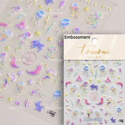 Conch Starfish Shell Beach Fish Star Ocean Colorful Water Bubbles Summer Delicate Self Adhesive Nail Art Stickers Manicure Decal (ONLINE ORDER ONLY)