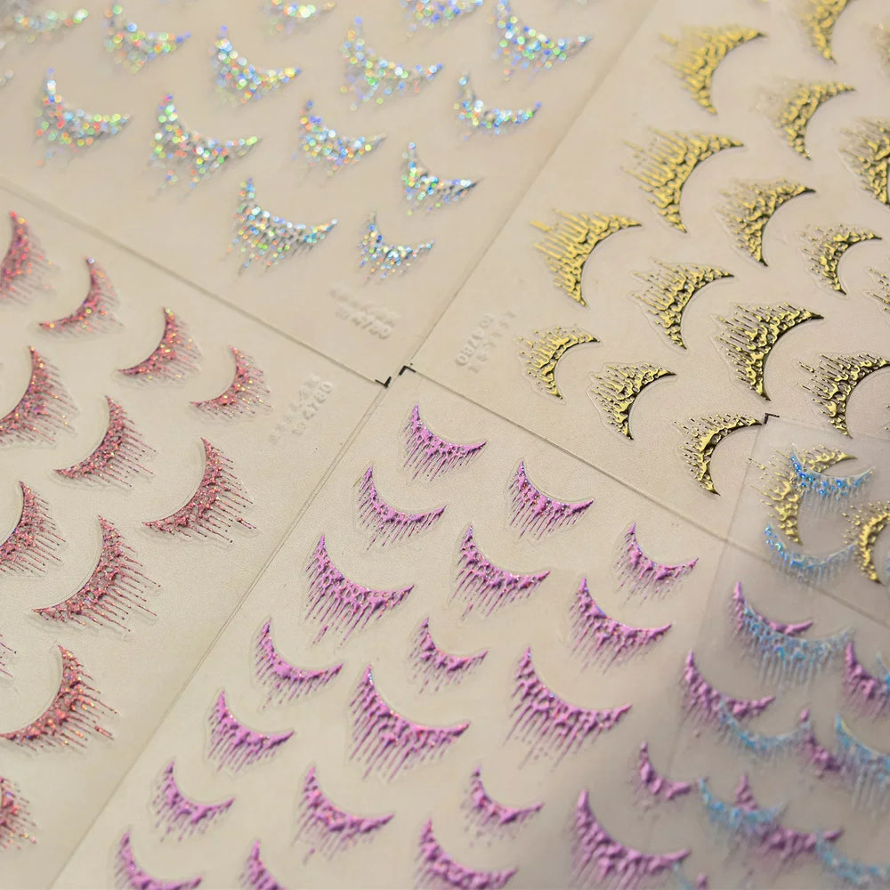 French Romantic Tassel Crescent Moon Laser Charming Gold Silver Arc Self Adhesive Nail Art Stickers Hot Stamping Manicure Decals (Online Order Only)