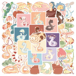 50PCS Kawaii Snake Cartoon Stickers Waterproof for Phone Laptop Luggage Guitar (Online Order Only)