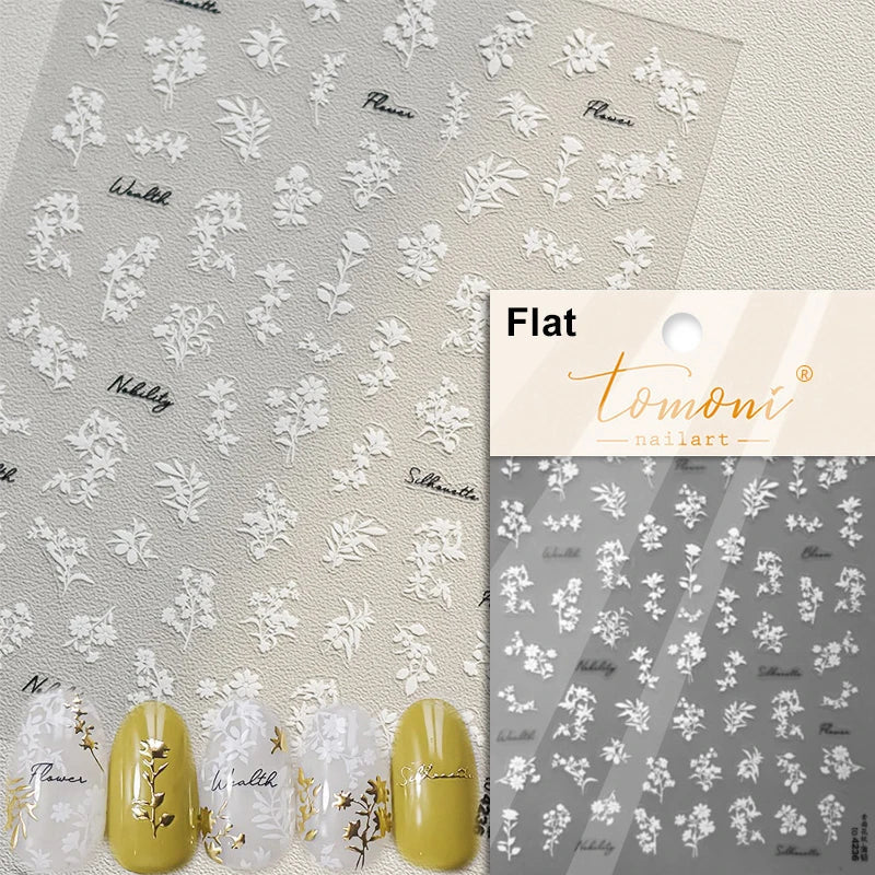 Dried Flowers Rose Butterfly Love Heart Golden Stroke Flying Crane Silver Adhesive Nail Art Stickers Rhinestone Manicure Decals (ONLINE ORDER ONLY)