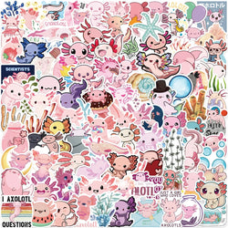 100Pcs Axolotl Graffiti Stickers Cute Animal Cartoon Decal Kids Toy Suitcase Scrapbook Diary Phone Laptop Sticker Pack (Online Order Only)