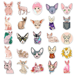 10/30/50PCS Sphynx Cats Stickers Cute Animal Decals Toys DIY Skateboard Phone Fridge Laptop Bike Car PVC Waterproof Sticker Gift (ONLINE ORDER ONLY)