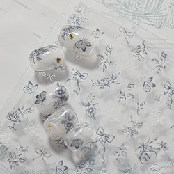 Brown Blue White Hand Drawn Sketch Plants Leaves Bowknot Butterfly Flowers Adhesive Nail Art Decoration Stickers Manicure Decals (Online Order Only)