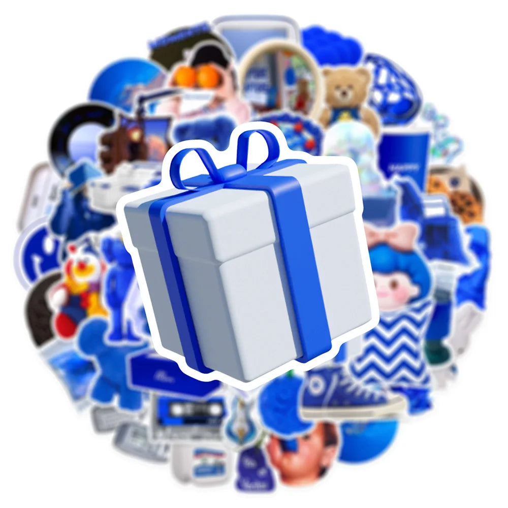 10/30/50PCS Funny Blue Cartoon Ins Style Stickers Toys DIY Notebook Phone Bike Skateboard Suitcase Waterproof Cute Decals Gifts (ONLINE ORDER ONLY)