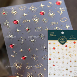 Hollow Out Black Gold Star Starburst Round Dot Night-time Tiny Spot Self Adhesive Nail Art Stickers Manicure Decals Wholesale (ONLINE ORDER ONLY)