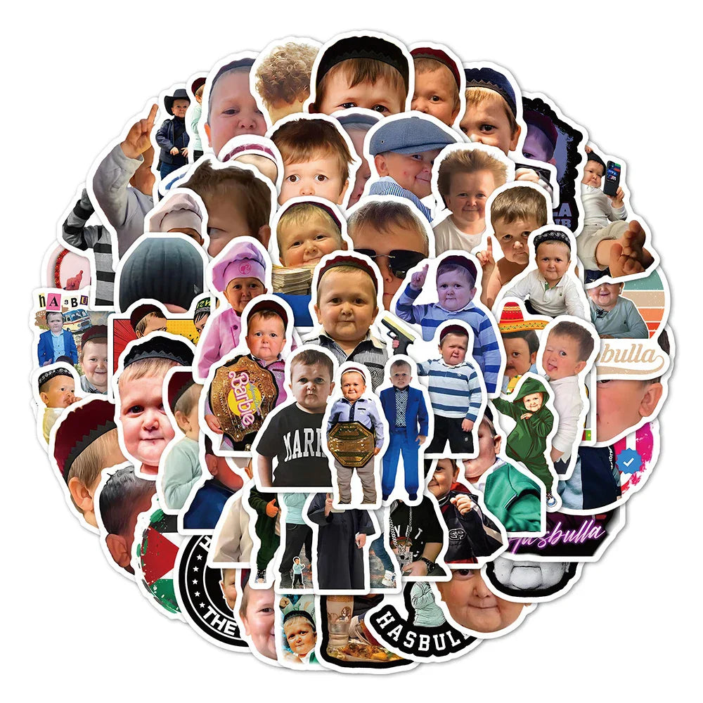 Hasbulla Meme Stickers Pack - Cartoon Decals for Laptop, Skateboard, Luggage, Fridge (Online Order Only)