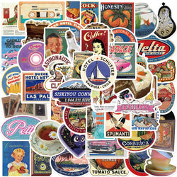 50pcs Cool Vintage Stickers Retro Decal For Skateboard Laptop Phone Bike Car Funny Waterproof Sticker Kids Classic Toys (Online Order Only)