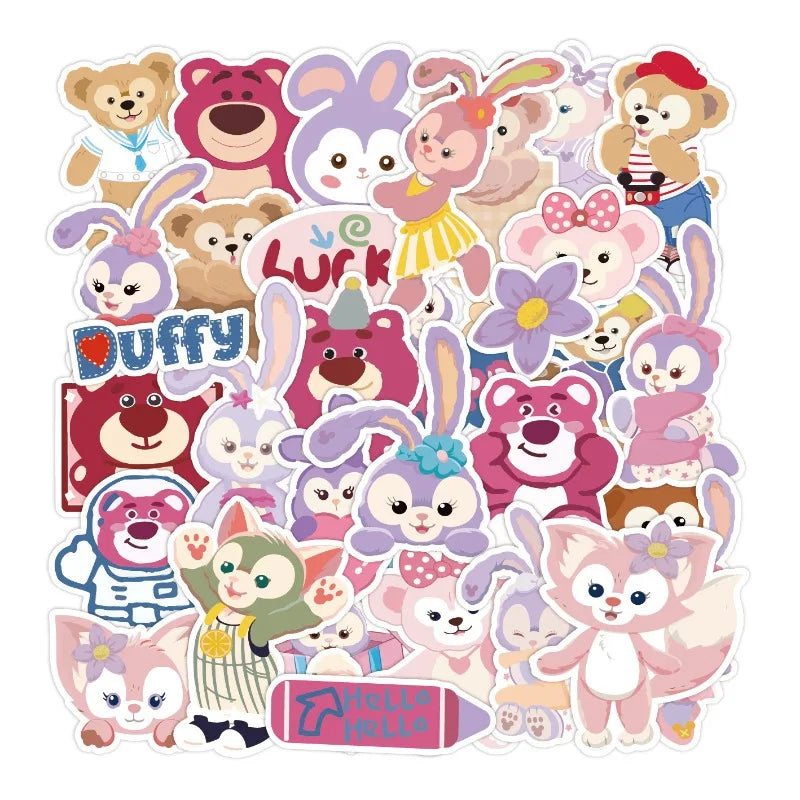 50pcs StellaLou Duffy Cartoon Stickers for Suitcase, Water Bottle, Phone, Laptop, Car, Fridge Decor (ONLINE ORDER ONLY)