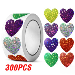 100-500pcs Holographic Color Gold Heart-shaped Stickers Kids Reward Stickers Labels For Wall Crafts Classroom Teachers Supplies (ONLINE ORDER ONLY)