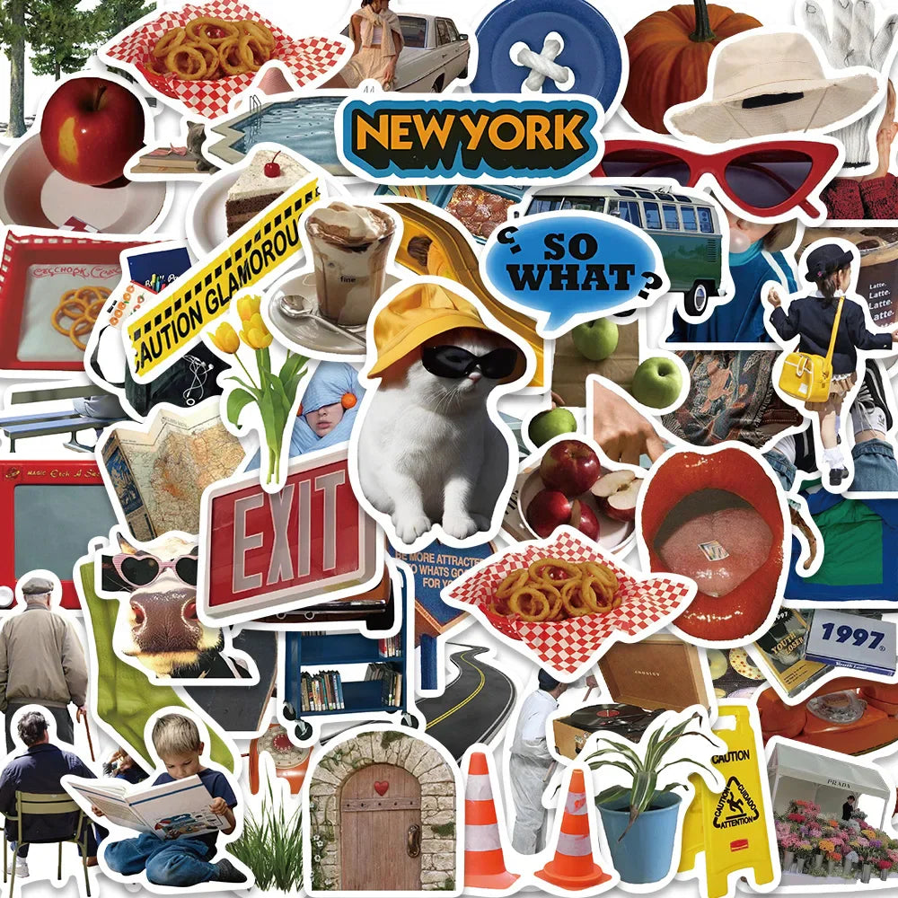 63pcs Kawaii Cartoon Stickers Cute Decals for Laptop, Phone, Bike, Car, Wall (ONLINE ORDER ONLY)