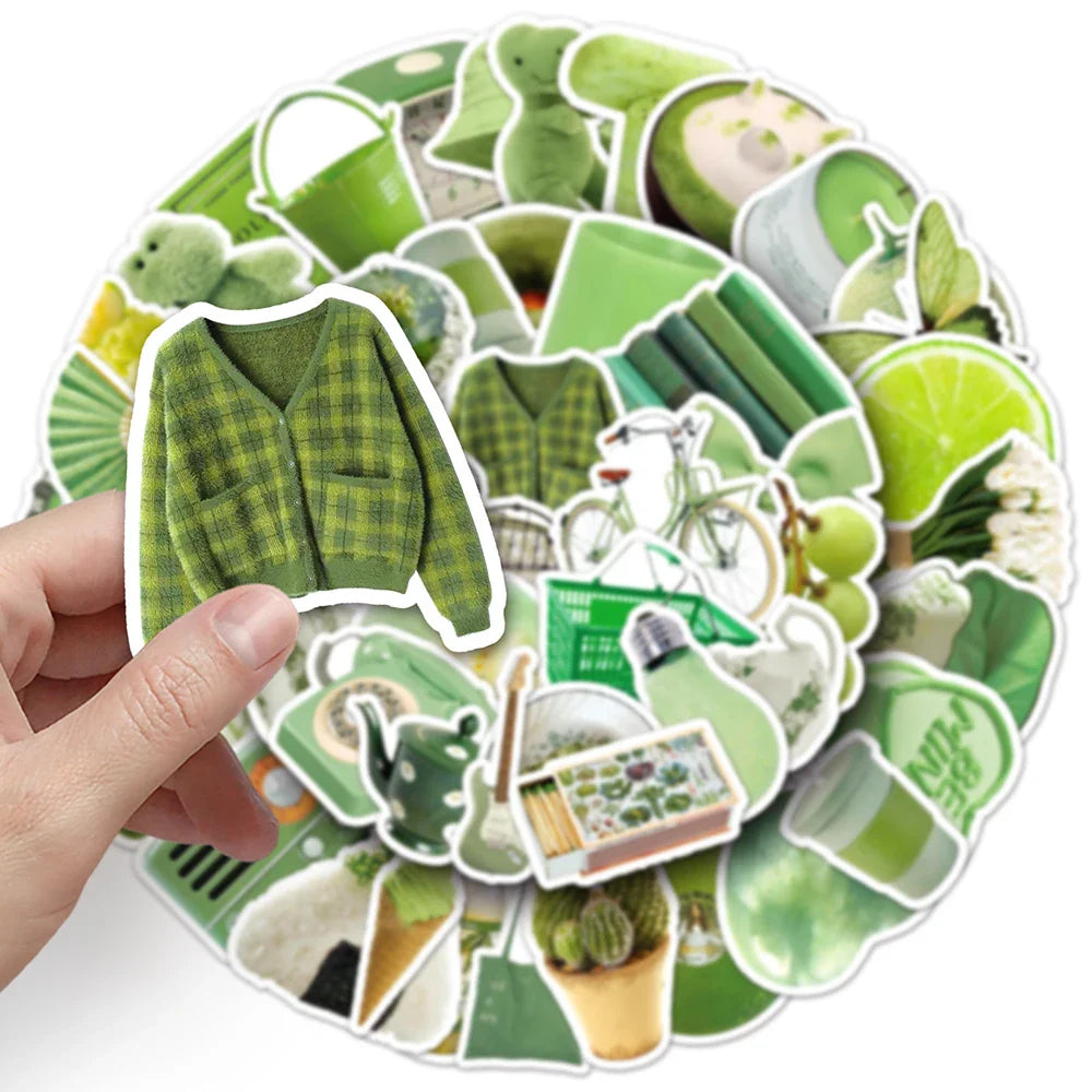 10/30/50PCS Ins Style Cartoon Green Stickers Decal Waterproof Skateboard Laptop Phone Motorcycle Guitar Car Sticker Toy Graffiti (Online Order Only)