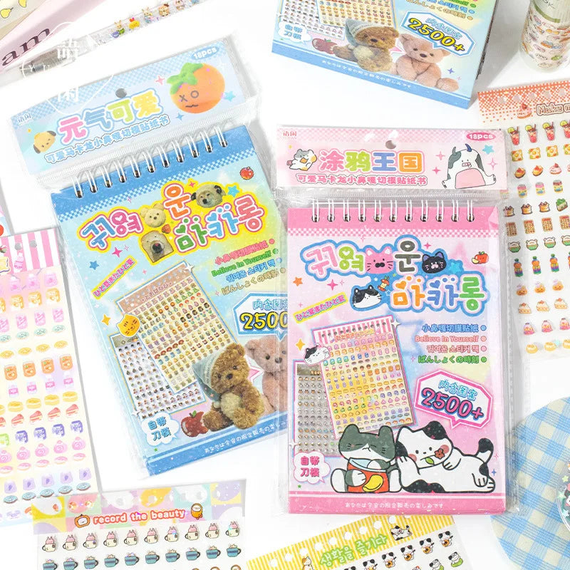18 Sheets/piece Cute Mini Stickers Decorative Stickers Scrapbooking Laptop DIY Sticker Kids Toy Gift School Stationery (ONLINE ORDER ONLY)