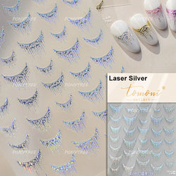 Geometric White Black Red Romantic French Arc Illusion Curve Embossed Relief Self Adhesive Nail Art Stickers 3D Manicure Decals (ONLINE ORDER ONLY)