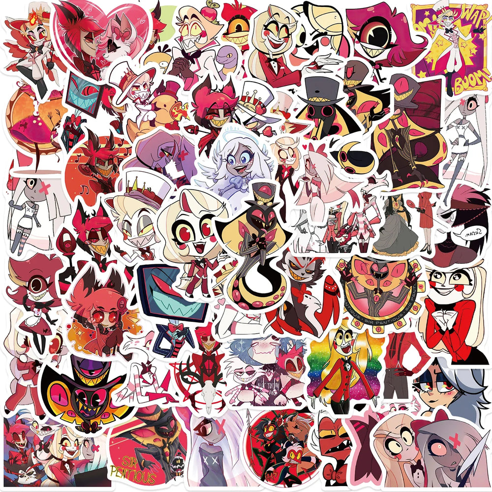 52Pcs Cartoon Animation Stickers Waterproof For Luggage Case Helmet Guitar Bottle Refrigerator Laptop Hell Inn Sticker Wholesale (ONLINE ORDER ONLY)