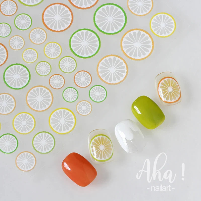 1Pc Cherry Fruit Nail Sticker Nail Art Decals Summer Lemon Grapefruit Self Adhesive DIY Nail Stickers Aha Series Nail Art Decor (Online Order Only)
