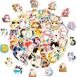 10/30/50PCS Watercolor Style Animal Stickers Cute Cat Sticker Cartoon Graffiti DIY Toy Laptop Phone Guitar Car Bike Decoration (ONLINE ORDER ONLY)