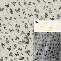 Dreamy Charming Shiny Beautiful Black White Butterfly Flower Love Heart Bowknot 5D Self Adhesive Nail Art Sticker Manicure Decal (ONLINE ORDER ONLY)