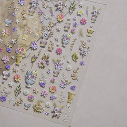 Angel Bowknot Stone Statue Vintage Photo Frame Flower Bed Bouquet Garden Rose Crown Adhesive Nail Art Stickers Manicure Decals (ONLINE ORDER ONLY)