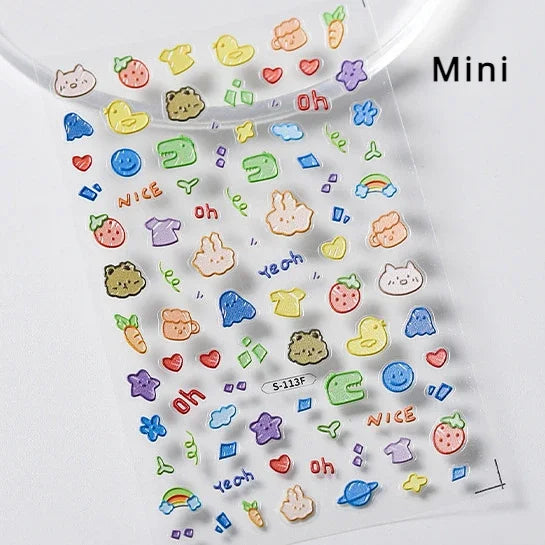 White Halo Dyeing Cat Face Cup Black Orange Toy Umbrella Love Heart Kitty Cake Embossed Relief Nail Art Stickers Manicure Decals (ONLINE ORDER ONLY)