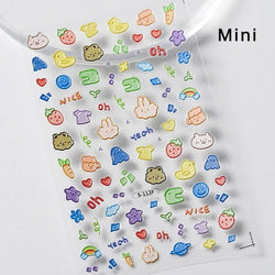 White Halo Dyeing Cat Face Cup Black Orange Toy Umbrella Love Heart Kitty Cake Embossed Relief Nail Art Stickers Manicure Decals (ONLINE ORDER ONLY)