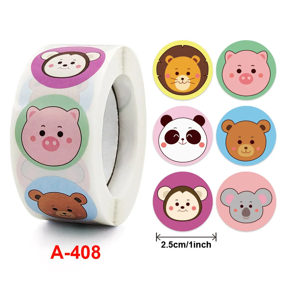 100-500 Pcs New Cartoon Animals Stickers Sealing Labels for Teacher Kids Child Stationery Thank You Business Inch 2.5cm Kawaii (ONLINE ORDER ONLY)